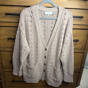 L'Academie Taupe Knit Cardigan size women M